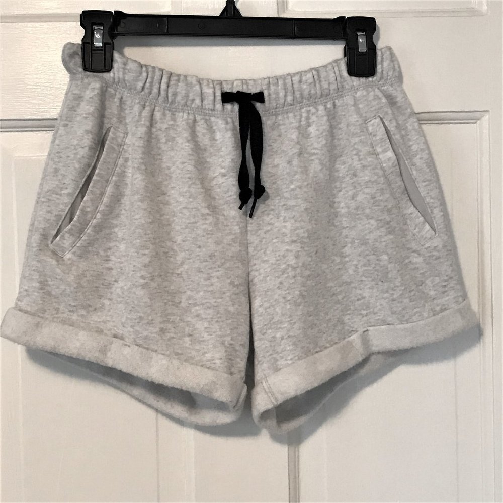 VS PINK Heather Stone Grey Script Logo Everyday Lounge Boyfriend Shorts - XS